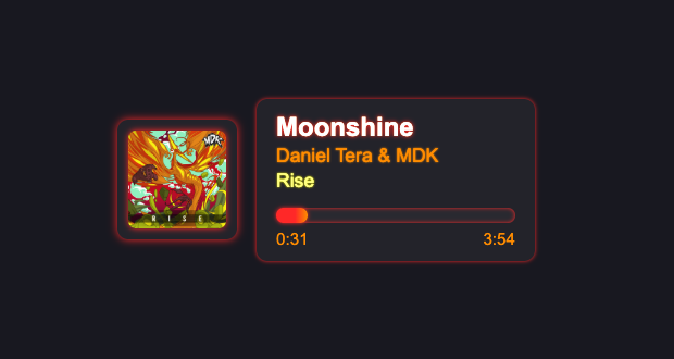 Now Playing widget showing a track with album art and progress bar